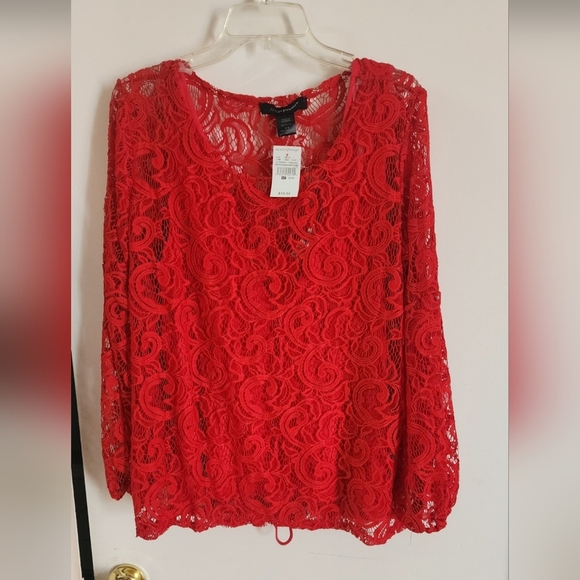 Ashley Stewart Tops - Ashley Stuart NWT,2 pcs,red, long sleeves shirt size 14-16